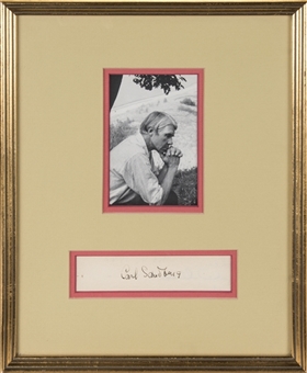 Carl Sandburg Signed Cut With Photo In 11x13 Framed Display (JSA)